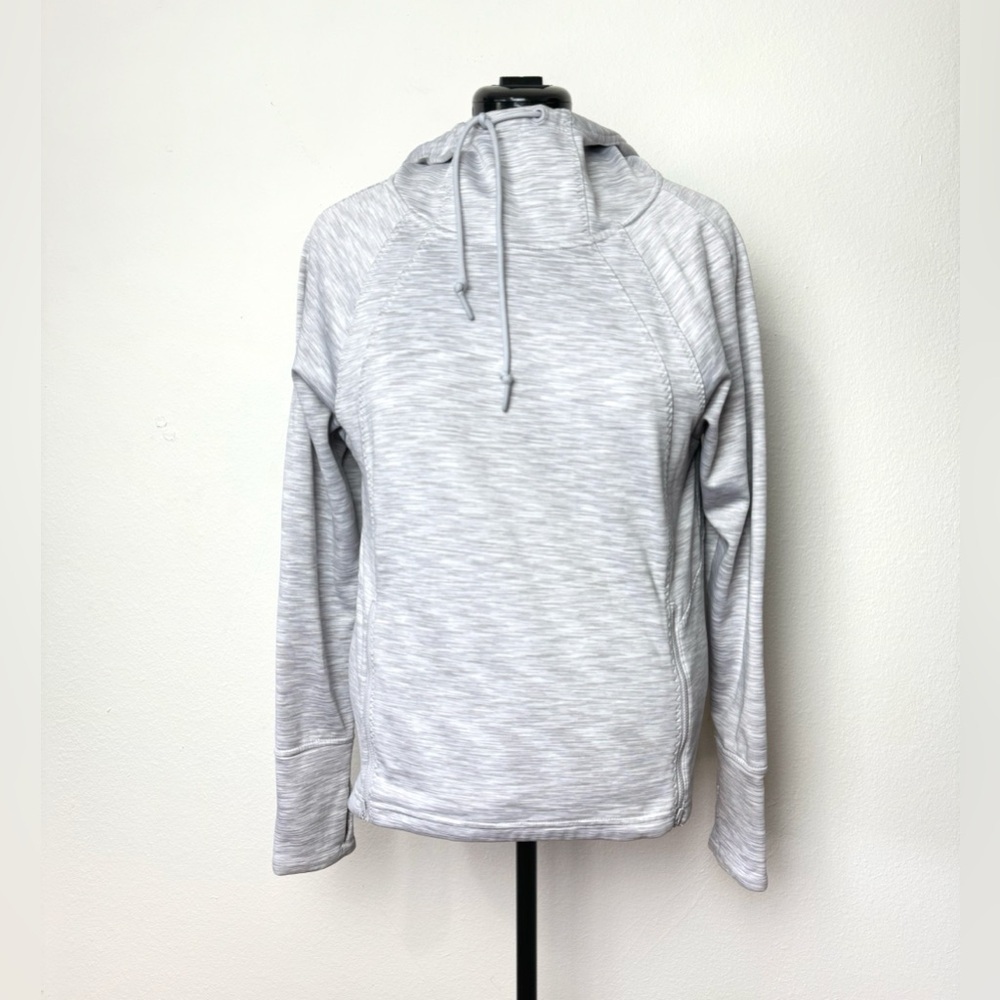 Athleta Women’s Space dye Light Gray Hoodie Long Sleeve Small Athleisure Yoga